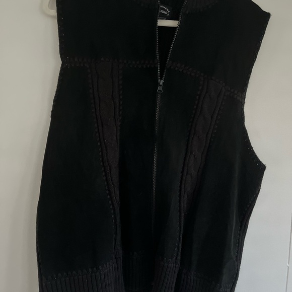 Designers Studio Originals Black Suede Leather Patchwork Vest Size 2X - Picture 4 of 15